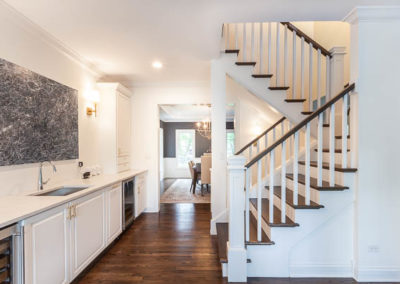 staircase remodel eye view dining room navy square transitional clarendon hills illinois