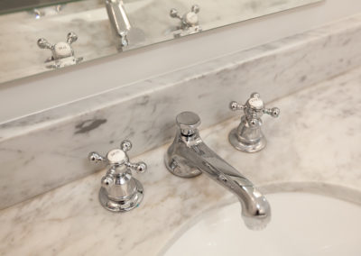 his and hers hall bathroom remodel marble gray vanity clarendon hills illinois